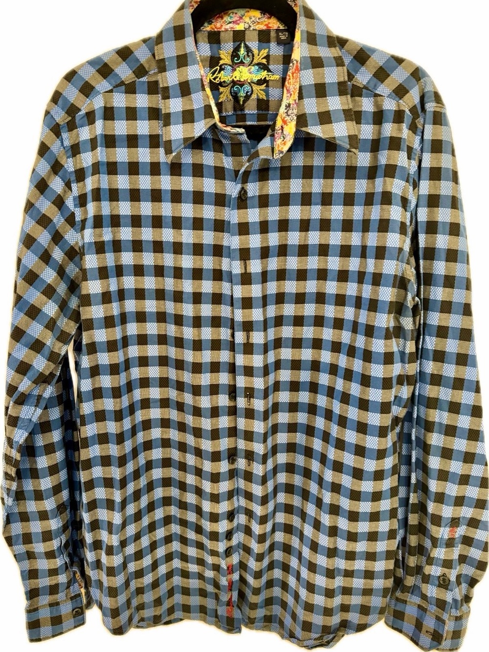 Robert Graham Blue and Black Check Long-Sleeve Button Shirt
